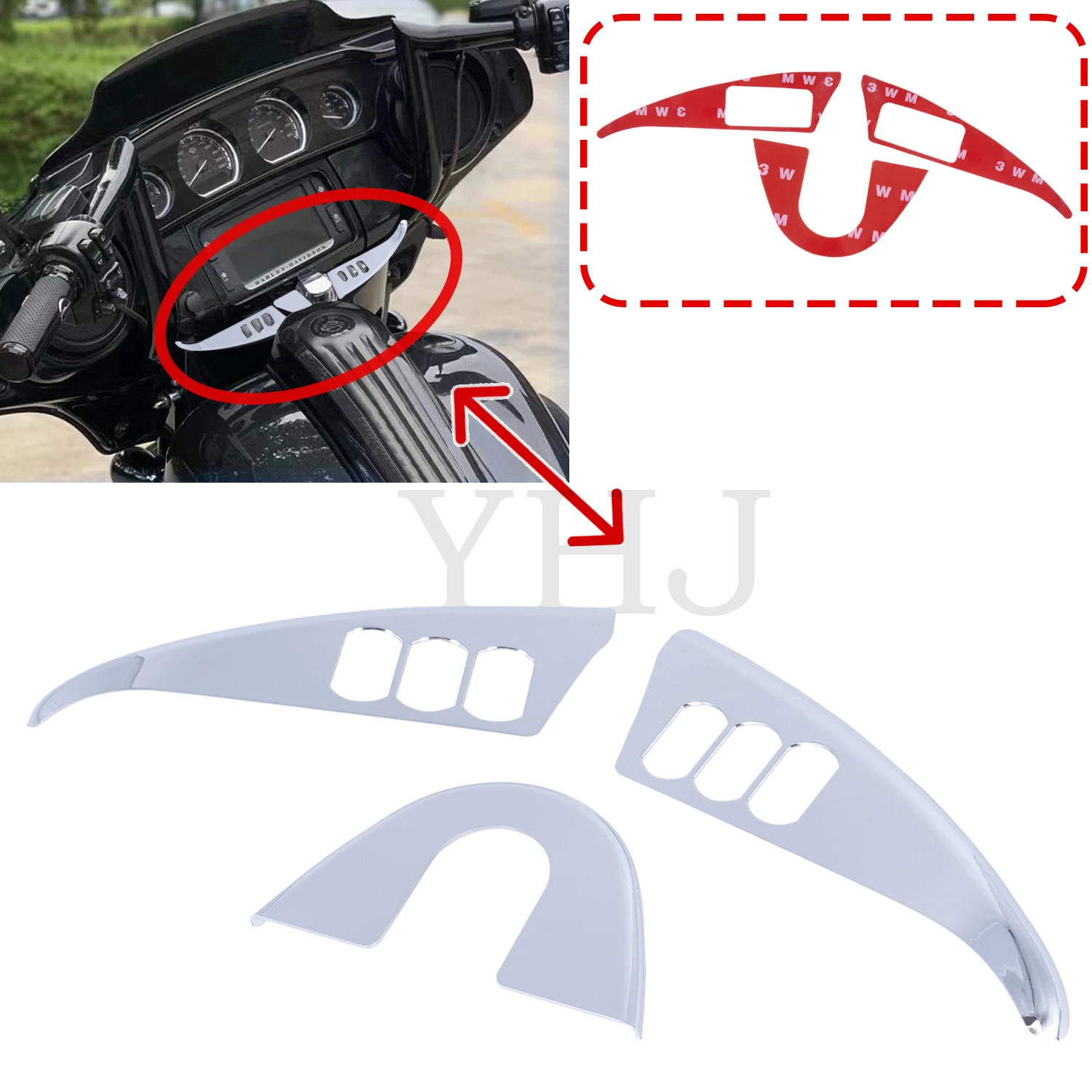 

Inner Fairing Switch Panel Accent Cover Decor Trims For Harley Motorcycle Electra Street Glide 2014-up Chrome