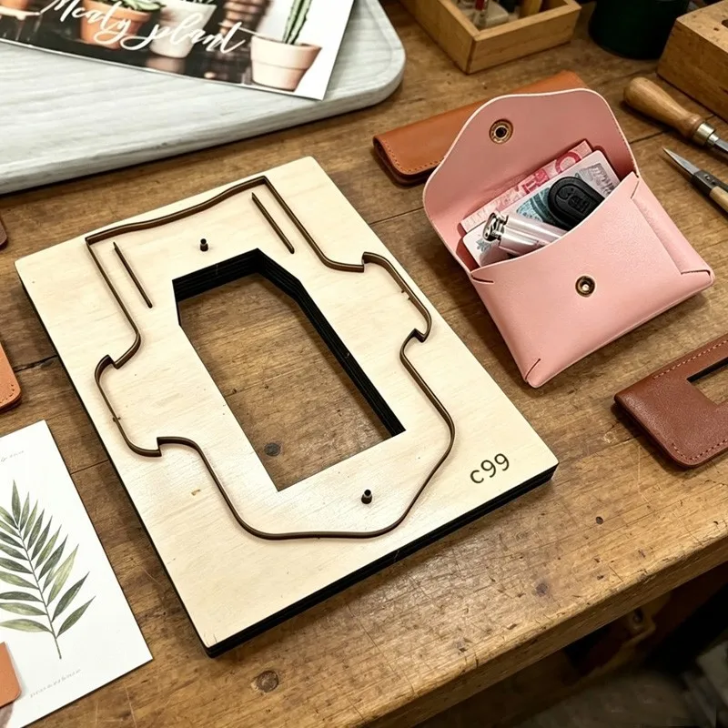 No‑Stitch Card Holder Leather Cutting Die, DIY Handcraft Steel Rule Die, Easy Blanking Template for Leather Bag Pattern Making