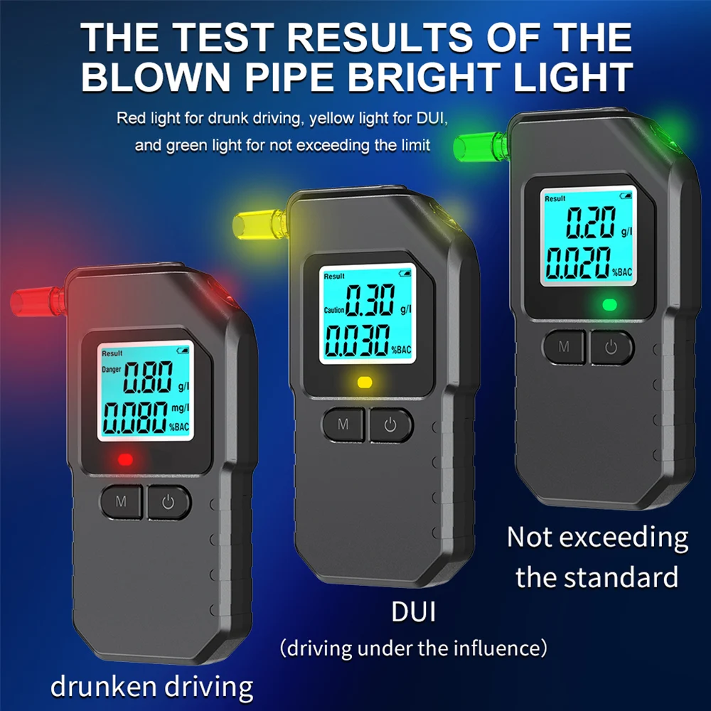 

Portable Handheld Alcohol Breathalyzer Digital Alcohol Breath Tester Backlight LCD Drunk Driving Analyzer for Personal