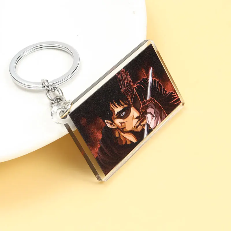 Japan Anime Game Acrylic Keychain Guts Griffith Figures Manga Double Sided Pendant Keyrings Fans Cosplay Bag Key Charm Souvenirs