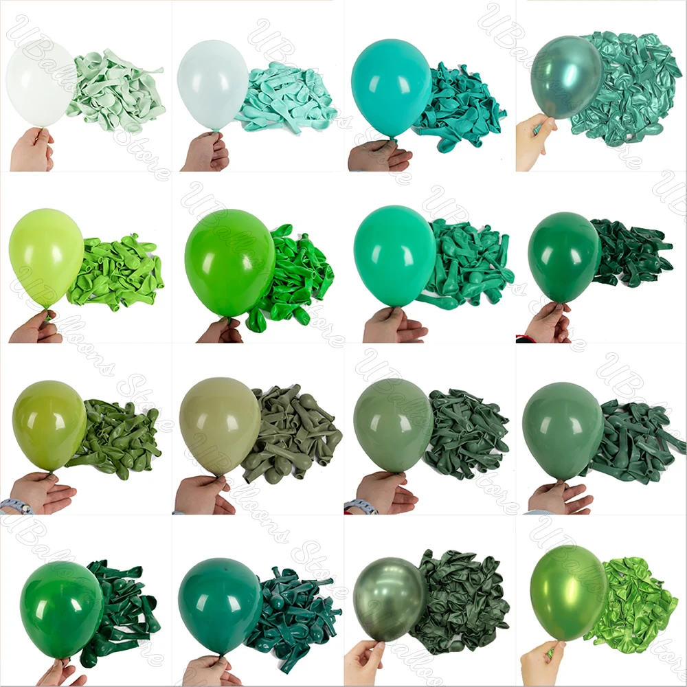 10/20/30Pcs Green Birthday Balloons Metal Retro Dark Green Sage Green Balloons for Wedding Decorations Birthday Christmas Party