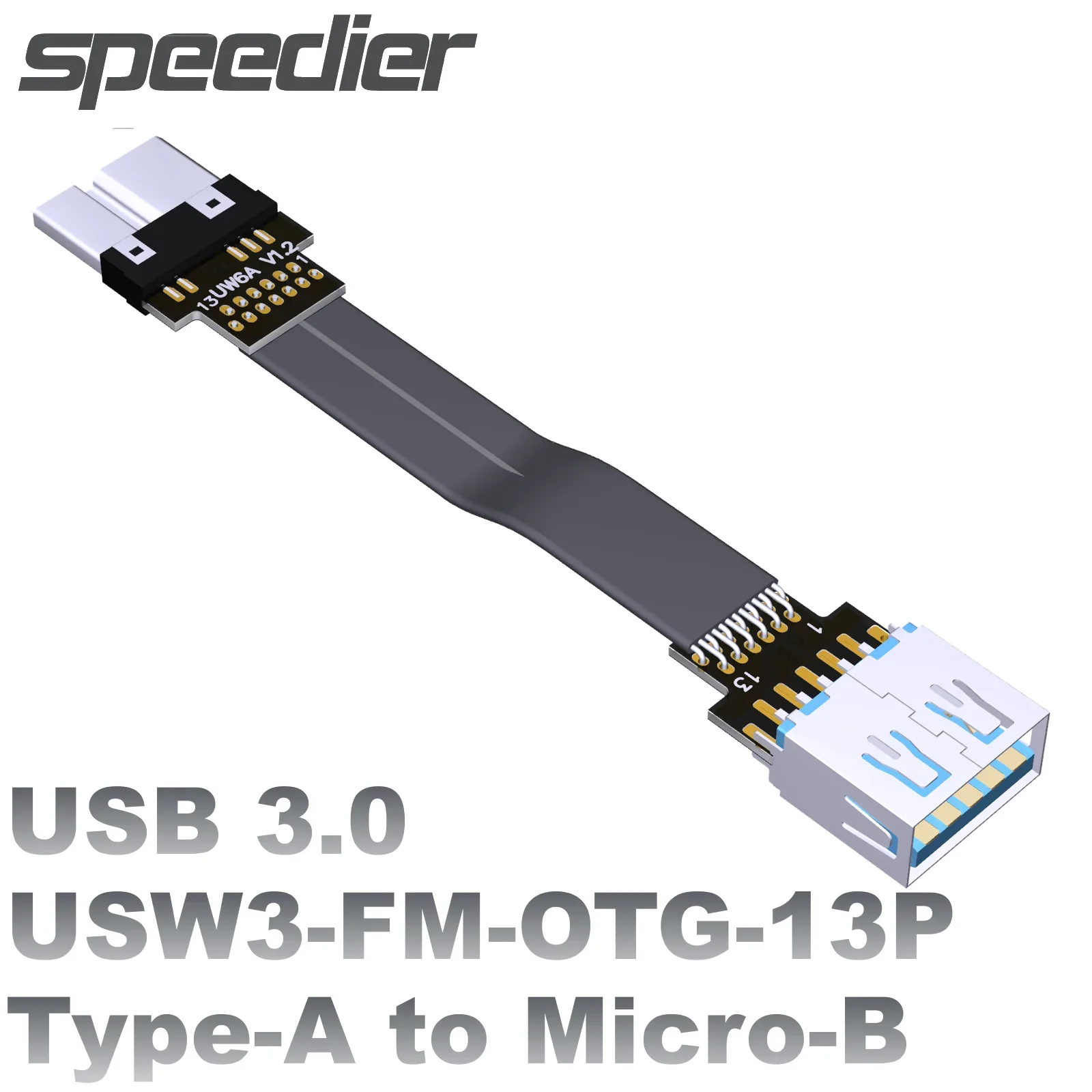 FPV Micro USB 3.0 Male/Female Thin Flat Ribbon Cable USB-A Female to Micro B Male Data Cord GPS Raspberry Pi SLR Handheld Gimbal