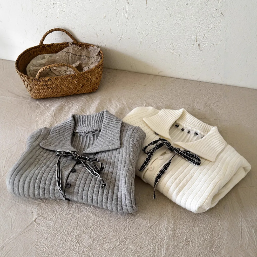 

Girls Sweater 2025 Autumn New Children's Clothing Korean Style Girl Baby Webbing Collision Color Pit Sweater Cardigan Casual