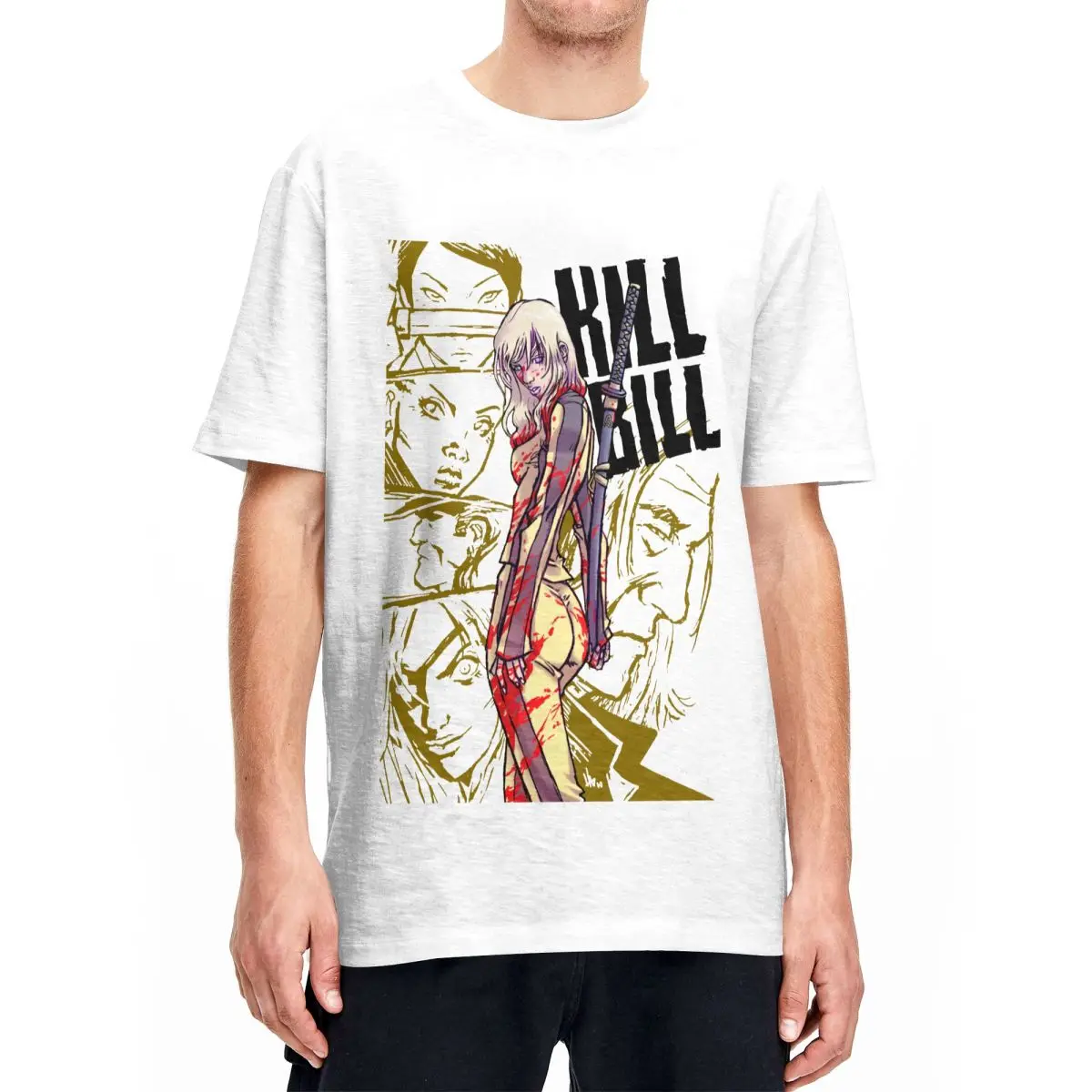 Print Kill Bill T Shirt Unisex Round Neck Short Sleeve Tops Cotton Summer Tops