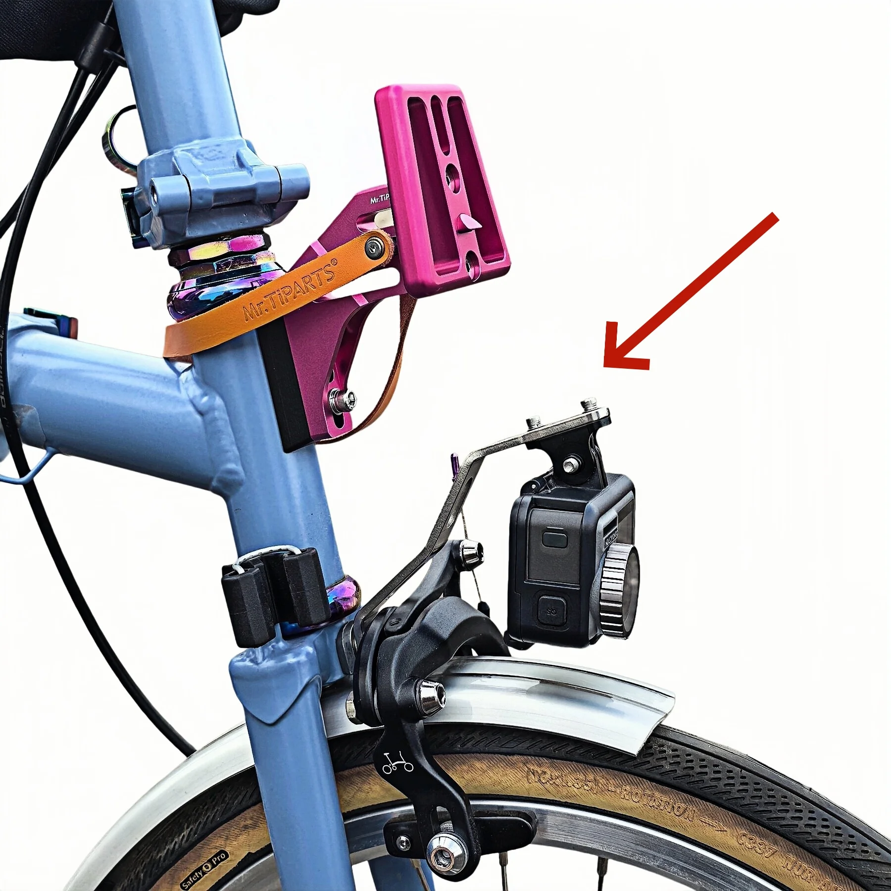 Bicycle Front Light Mount Bracket for Brompton & DAHON Folding Bike Lamp Holder Bracket Under-mount view 2