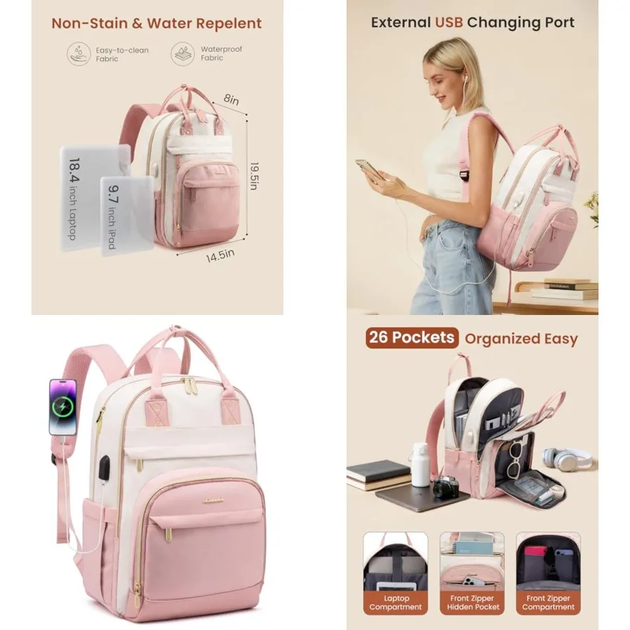 

Backpack for Women, Laptop Backpack Women, Fits Laptop Computer Bag, Teacher College Backpack Purse, Fashion Waterproof Travel