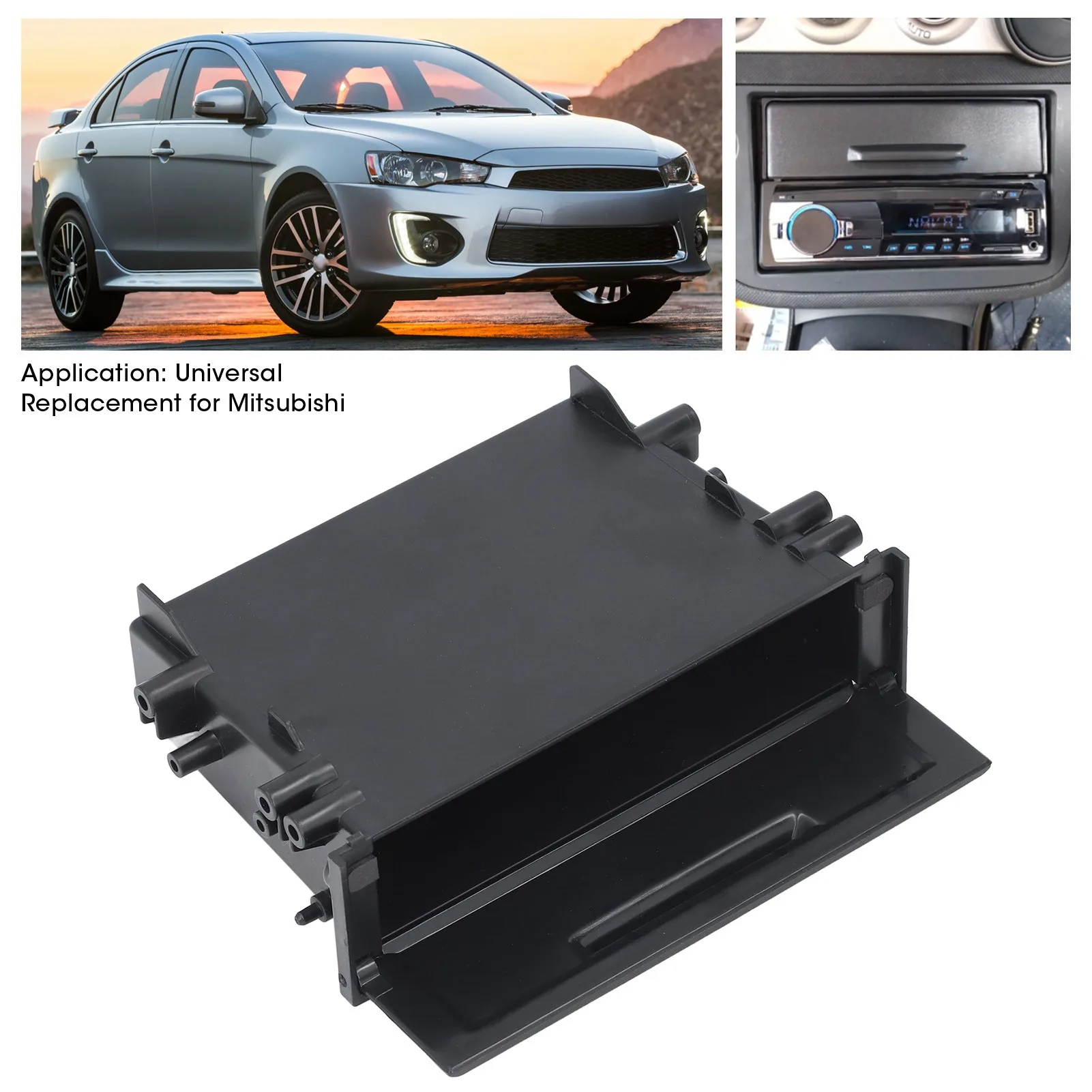 1DIN Car Radio Storage Box Multi Application ABS Black Inner Organizer Replacement for  Car Radio  Auto Parts