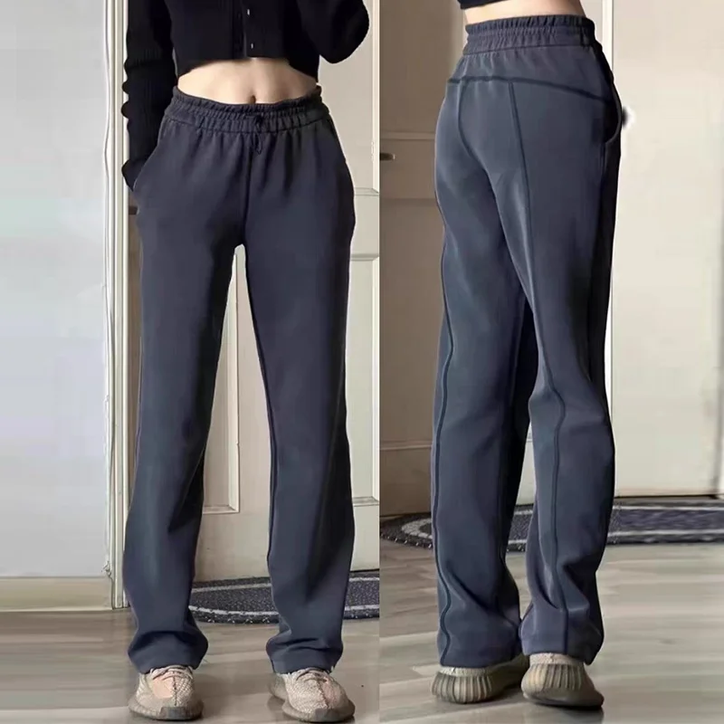 

Slimming Straight Leg Sports Women's Casual Pants Yoga Pants Copper Ammonia Silk Elastic Waist Naked Sensation Drapey Fabric