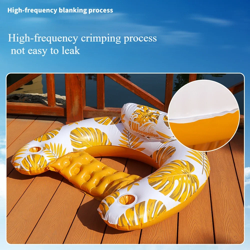 New Inflatable Floating Row U-shaped Chaise Longue Water Foldable Backrest Chaise Longue Inflatable Floating Bed