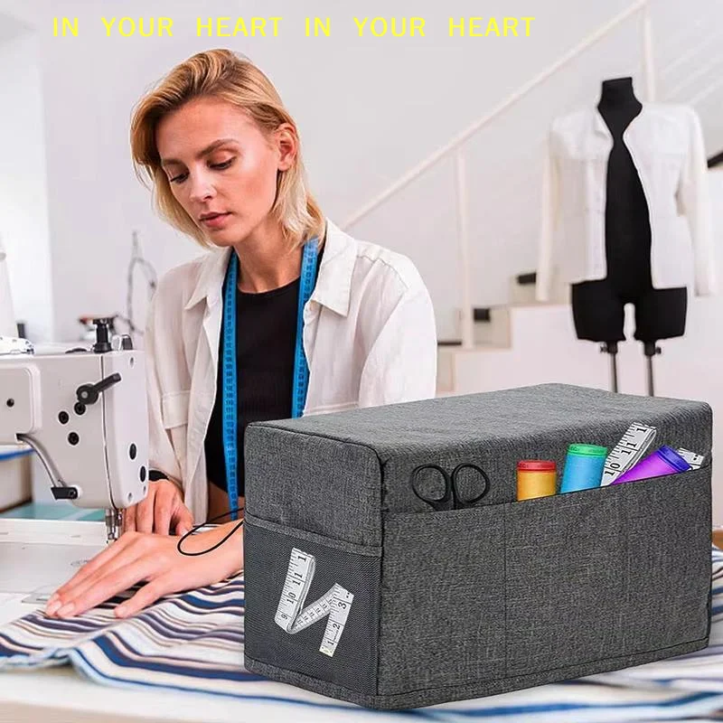 【X】Organized Home Sewing Machine Cover Dustproof with Easy Access Pockets for Accessories