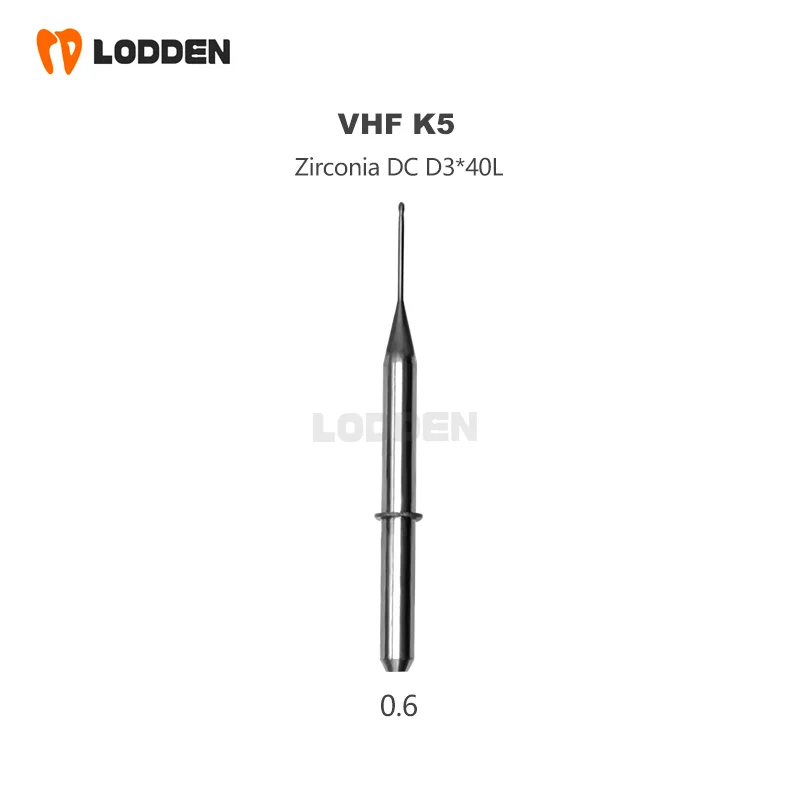 VHF K5 Dental Milling Burs For Grinding Zirconia Shank 3.0mm L40mm DC Diamond Coating Drill Diameter 2.0/1.0/0.6mm Grinding Tool