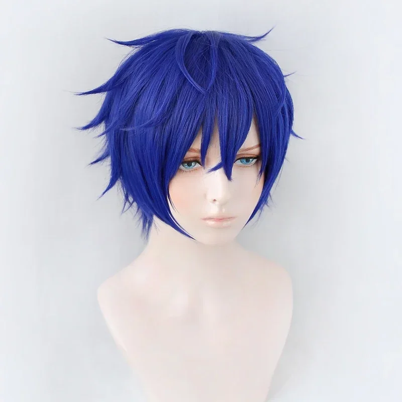 Ensemble Stars Cosplay Wigs Sazanami Jun Blue Short Heat Resistant Synthetic Hair Anime Costume Play Wig Eden Eve + Wig Cap