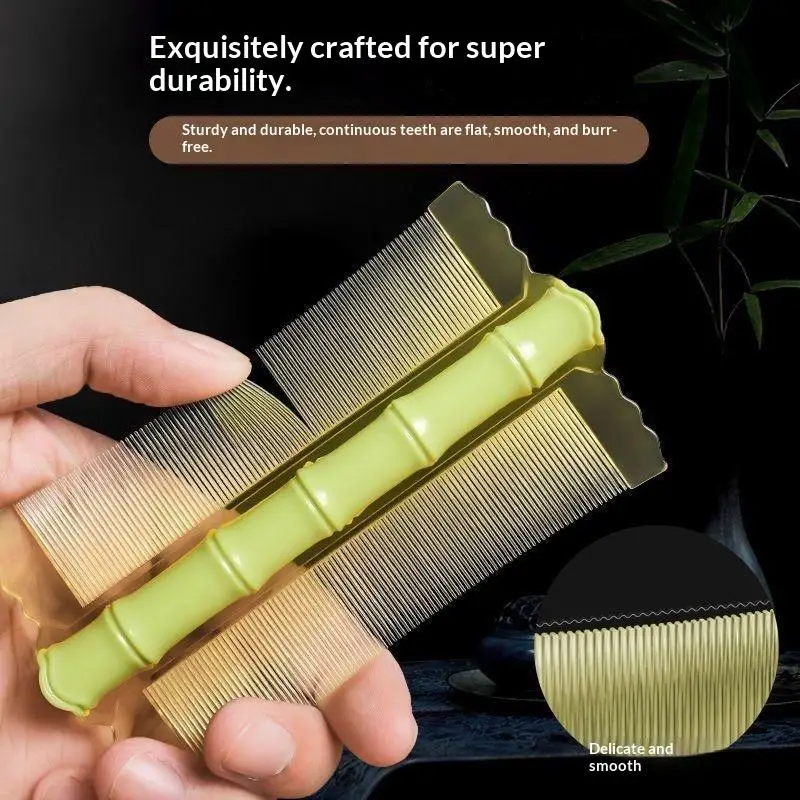 (.) Plastic Bamboo Node Comb Double Sided Encrypted Teeth Removing Head Lice Dandruff Removal Scalp Hair Comb Practical Tool