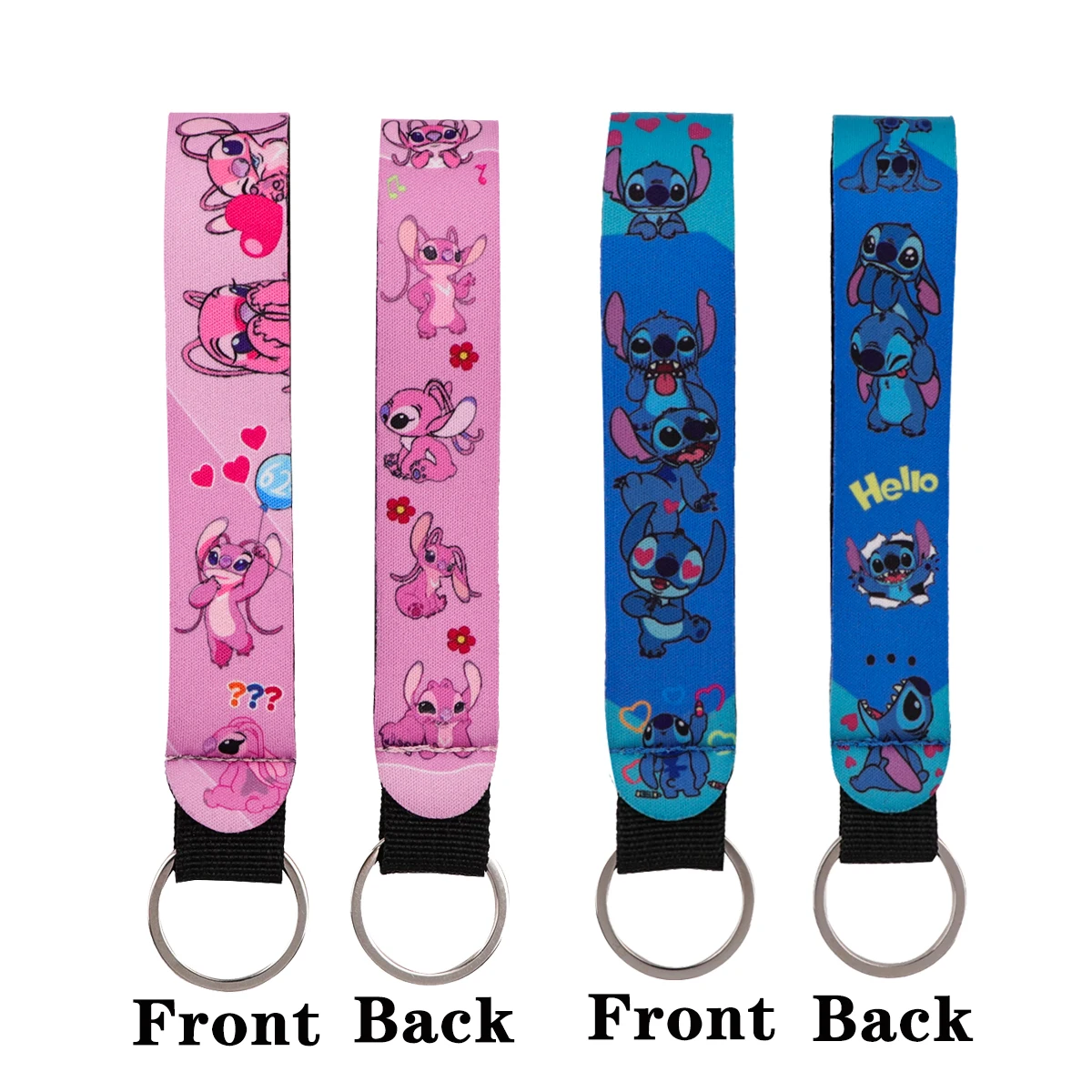

Cute Stitch Key Rings Pink and Blue Car Motorcycle Keychain Wrist Strap Anti-Lost Lanyard Fashion Accessories Gifts for Friends