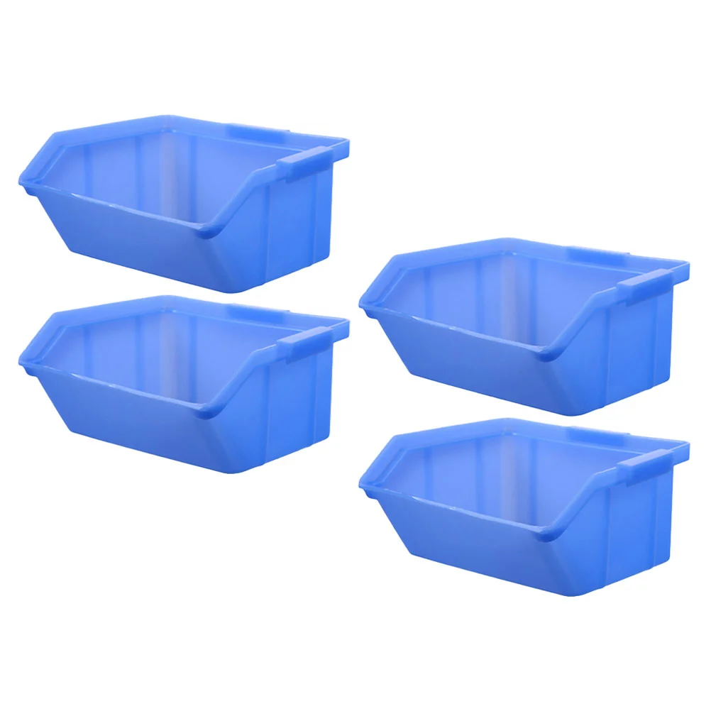 4 Pcs Warehouse Storage Box Stackable Bins Shed Organization Component Plastic Boxes Office Shelves Tools Organizer Abs