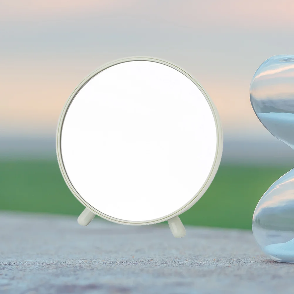 

Nordic Desktop Storage Vanity Mirror Creative Round Desktop Jewelry Sundries Storage Box with Triangle Kickstand (Light Green)