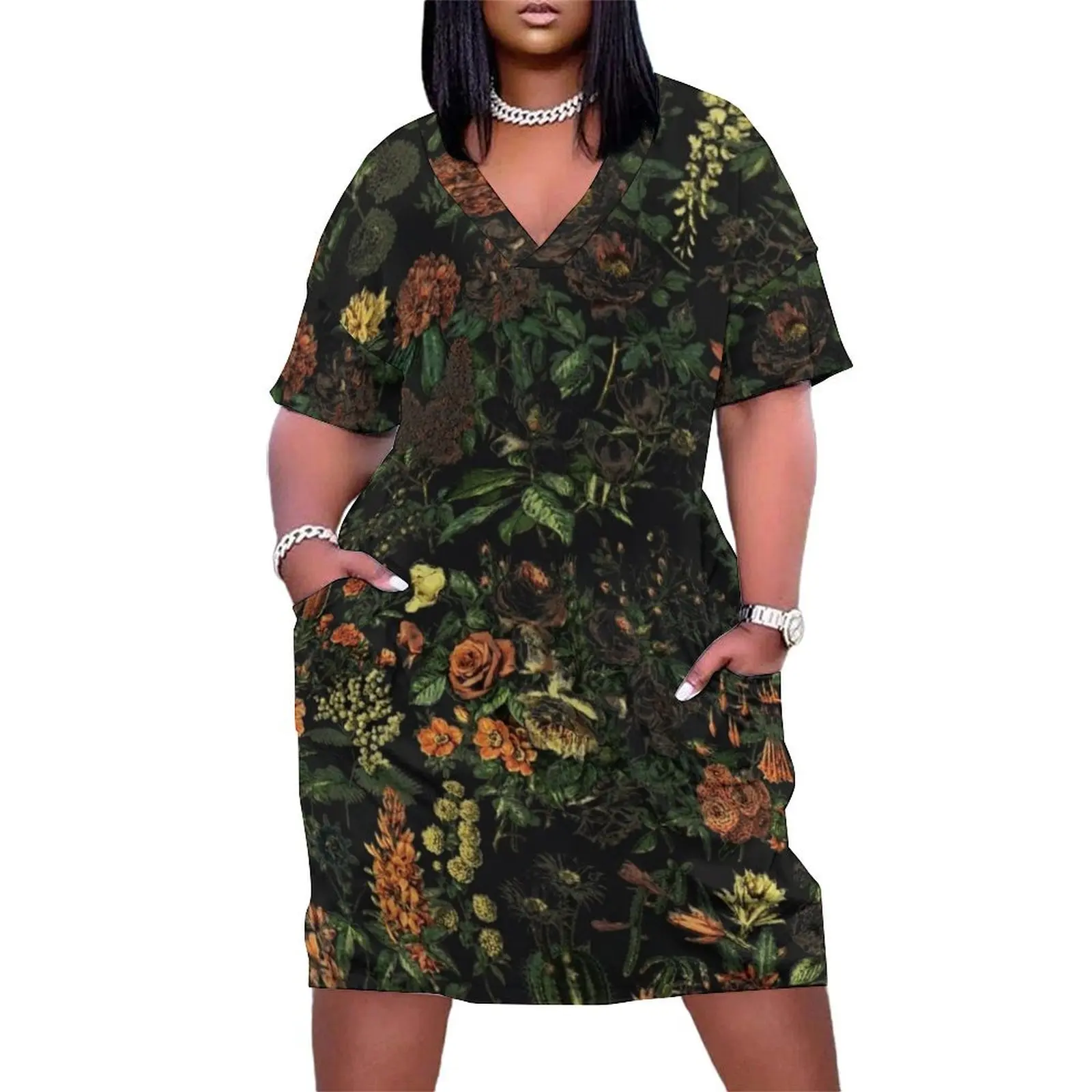 

Midnight Floral Loose Pocket Dress elegant women"s dresses for wedding womans clothing