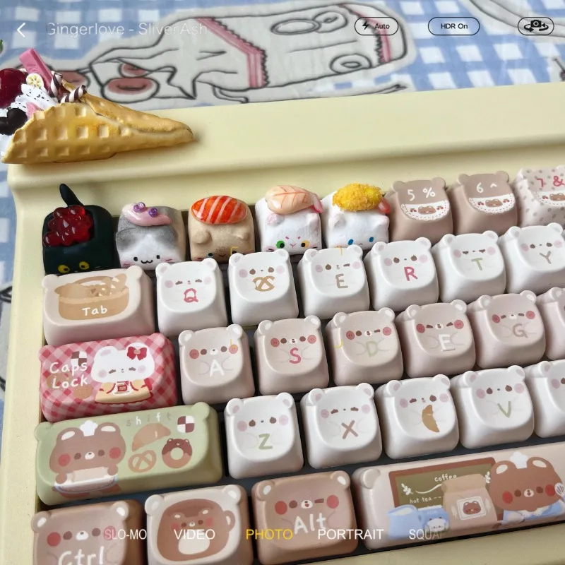 Cat Sushi Keycap Custom Cute Mechanical Keyboard Key Caps Accessories Point Cartoon Lovely Animal Resin Original Handmade Keycap