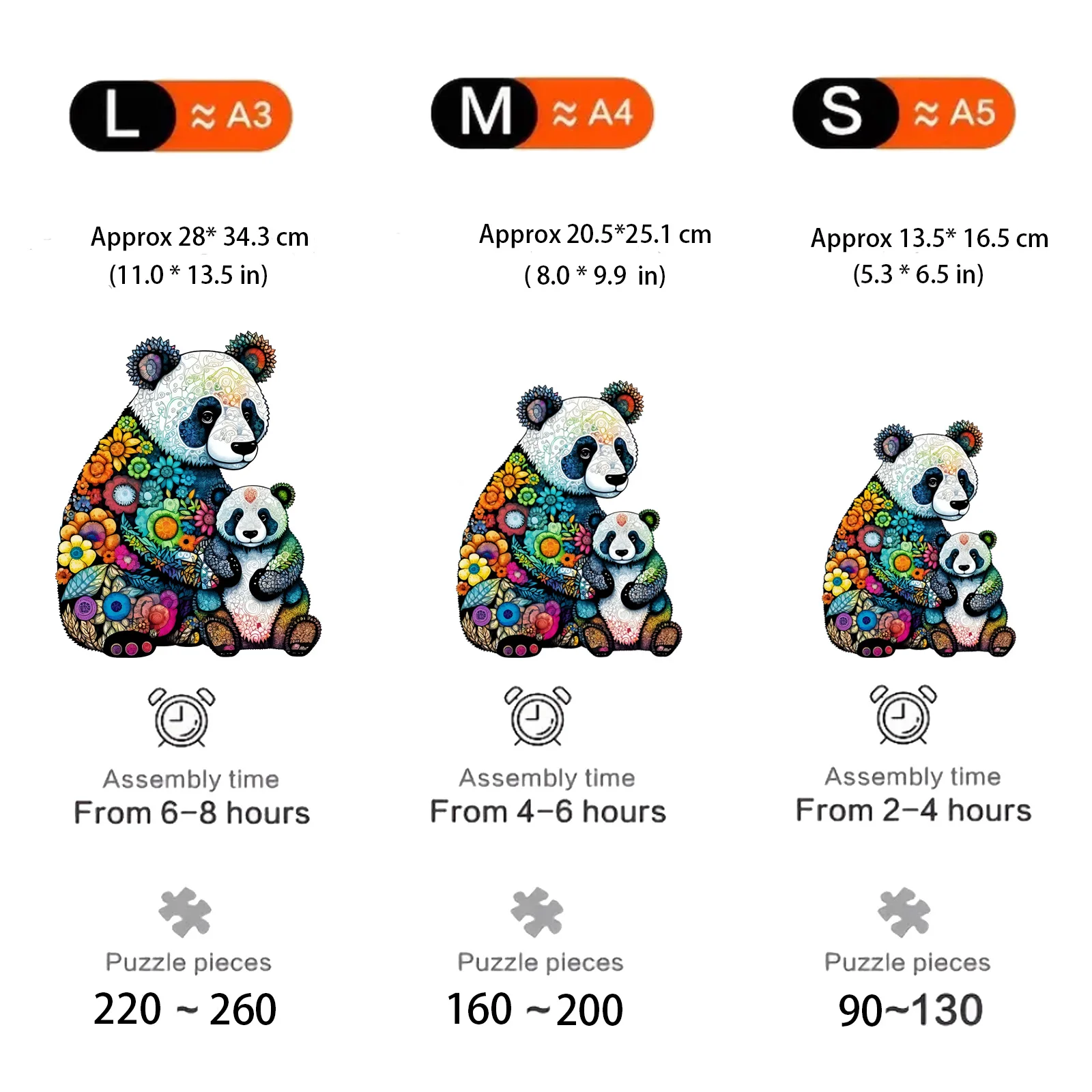 Cute Panda Pattern Wooden Puzzle, Irregular Animal Shapes, Stress Relieving Toys, Holiday Birthday Gift for Boys and Girls