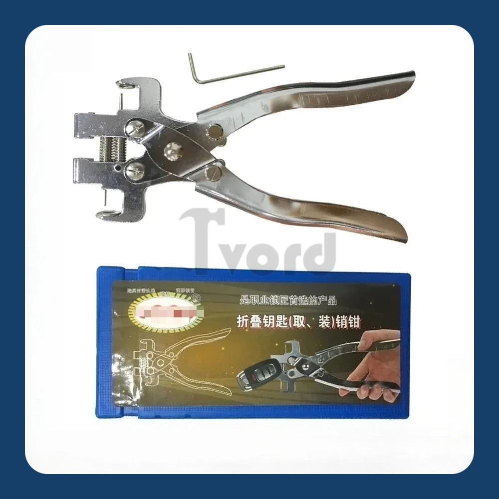 

Car Key Disassembly Pliers – Remote Key Folding Tool for Installing Flip Key Blades & Removing Pins – Locksmith Repair Kit
