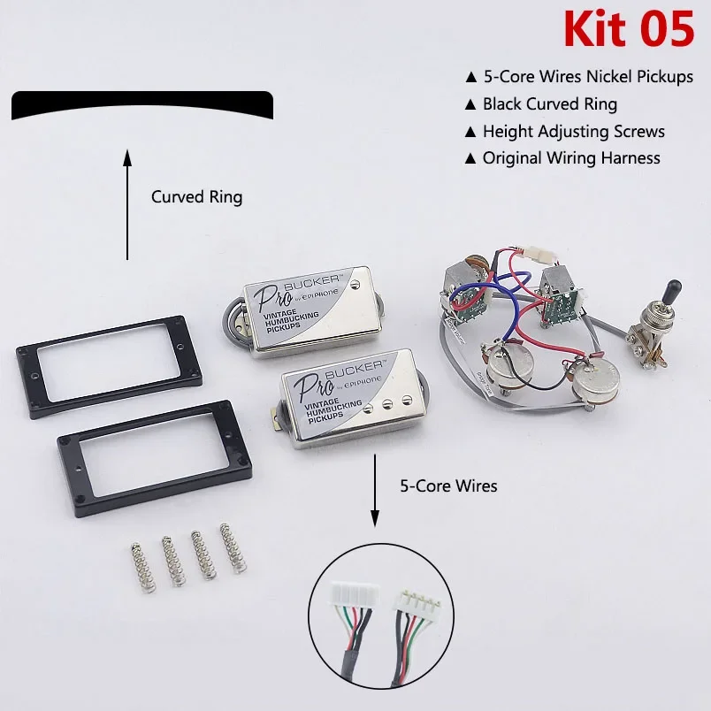 1 set originele echte Epi Standard PRO elektrische gitaar Alnico humbucker pick-up nikkel / gouden cover