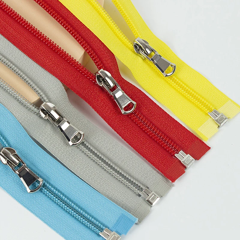 20pcs 13 Colors Nylon Sewing Zippers 5# Open End Auto Lock 40cm 50cm 60cm 70cm 80cm Clothes Bag Sewing Aceessories