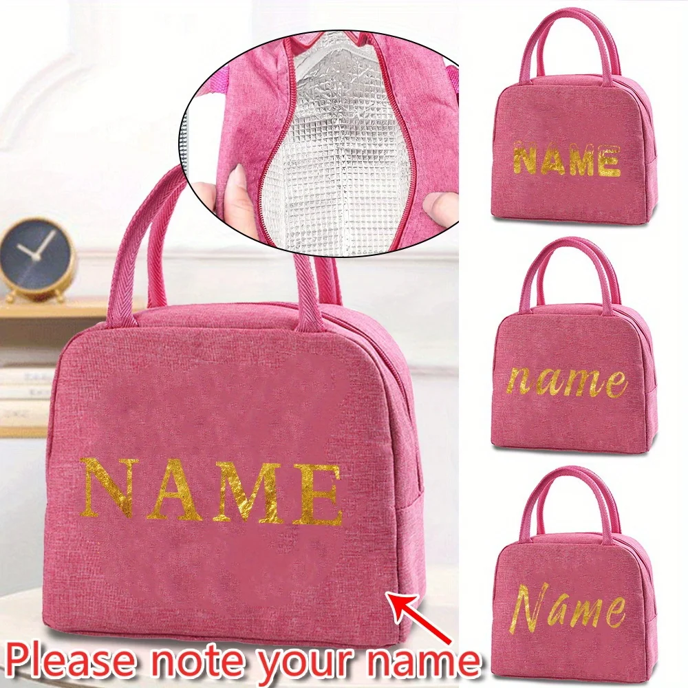 

Customized Insulated Lunch Bag Bento Bag Aluminum Foil Personalized Name Pattern Insulated Lunch Box Camping Picnic Food Bag
