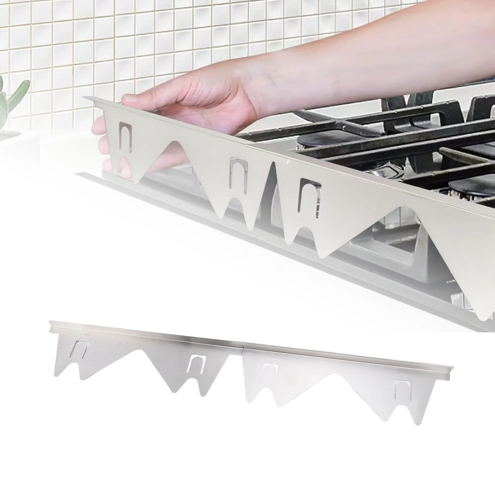 2 Pairs Stainless Steel Stove Gap Fillers 13.78-27.56in Adjustable Easy Clean Kitchen Stove Counter Gap Covers Silver
