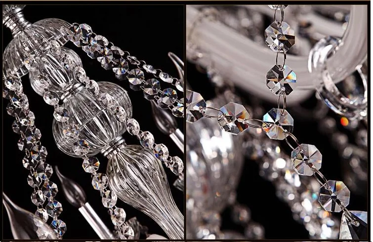 New Style LED Crystal Chandelier Lighting Fixture Luxury White Transparent Large Lustres De Cristal  Living Room