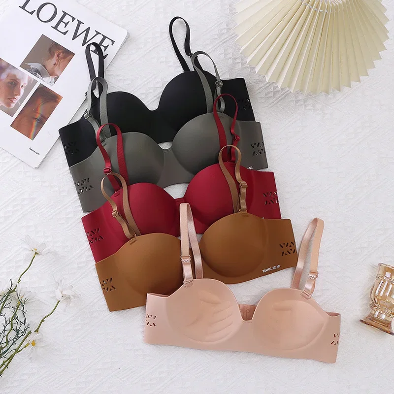 Bra Nyaman Cincin Baja Tanpa Bekas Luka Satu Potong Pakaian Dalam Berongga Tertutup Dada Kecil Bra Wanita Bra Seksi