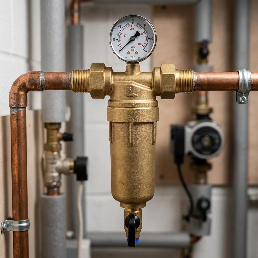 40 Reusable For Cyclone Sediment Water Filter Brass Gold DN15 DN20 DN25 With Pressure Gauge For Whole House Pre-filtration For