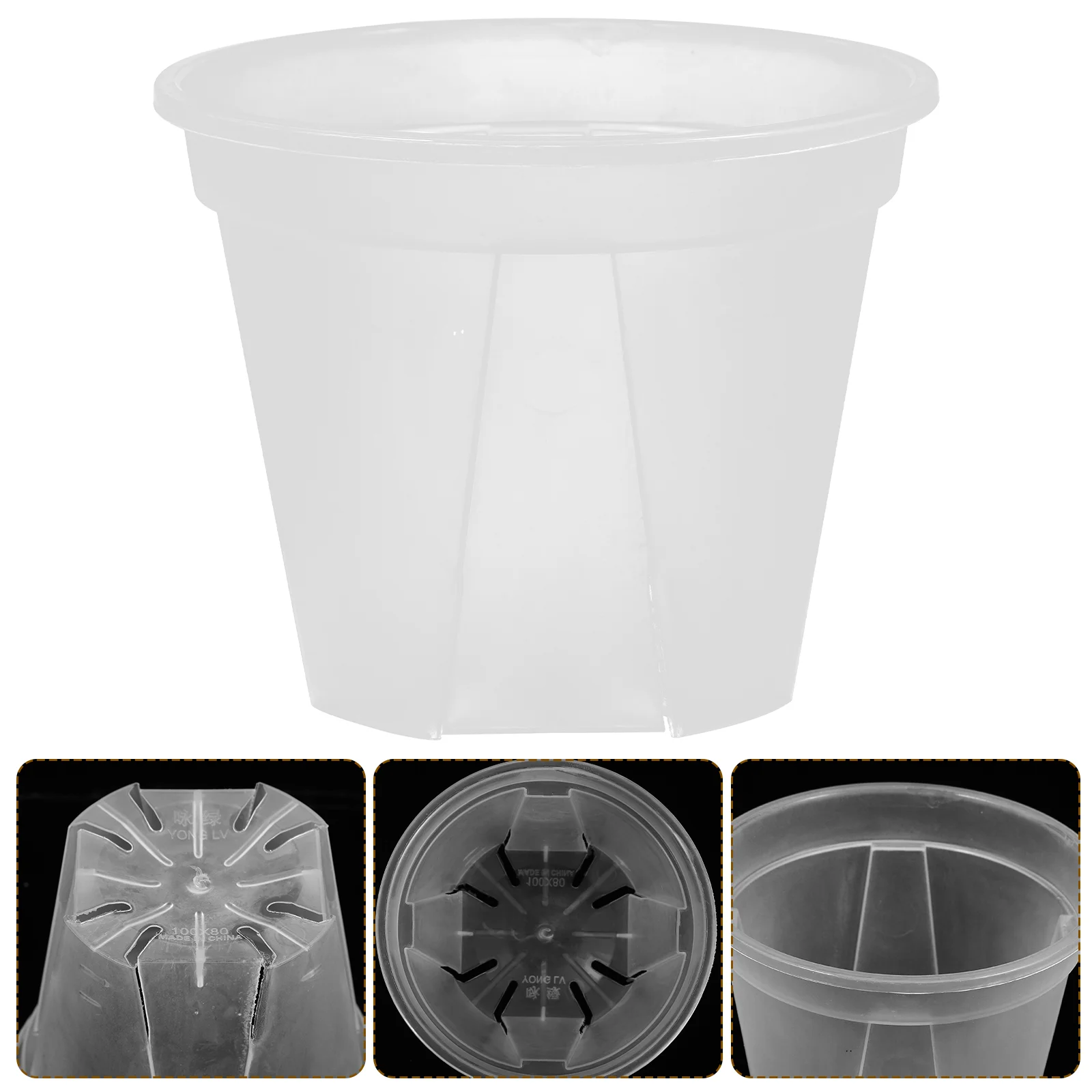 

10 Pcs Clear Plastic Succulent Pots Transparent Plant Containers Holes Home Office Decor chid Pot White Flower House Plants