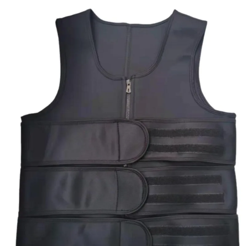 Ropa moldeadora de cuerpo atlético para hombre, chaleco tipo túnica de neopreno, corsé para gimnasio, chaleco con doble cinturón, cárdigan gris con cremallera, ropa de gimnasio