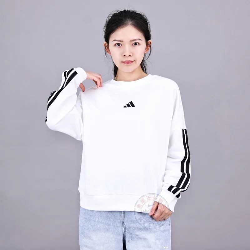 adidas Minimal Trefoil Crew Sweatshirt Rib Cuff Hem Relaxed Fit All Season Basic OutfitJD5285 1PCS