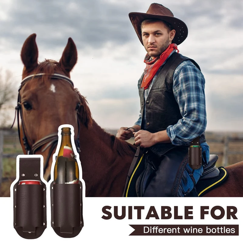 Beer Sleeve PU Leather Beer Sleeve Perfect Beer Gift For Men Of All Ages, Espresso Brown Leather, Holster