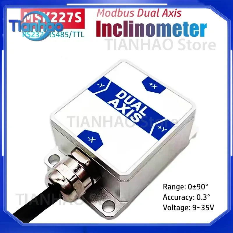 Digital Biaxial Dip Angle Level Meter MSK227S for Modbus Output RS232 RS485 TTL Interface Dual Axis Tilt Sensor Inclinometer