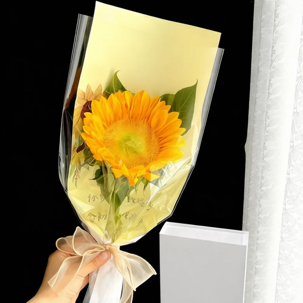 Graduation Celebration Flower Bag Transparent Sleeve Single Bouquet Wrap Gift Presentation Party Floral Supplies