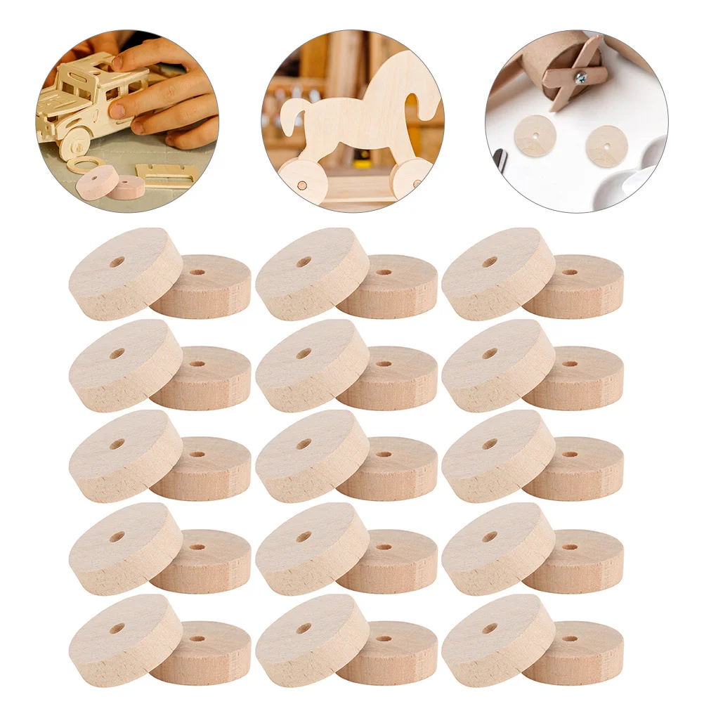 

30 Pcs Kids Play Vehicle Toys Log Wheel Accessories for Wood Wheels Vintage Wooden Child