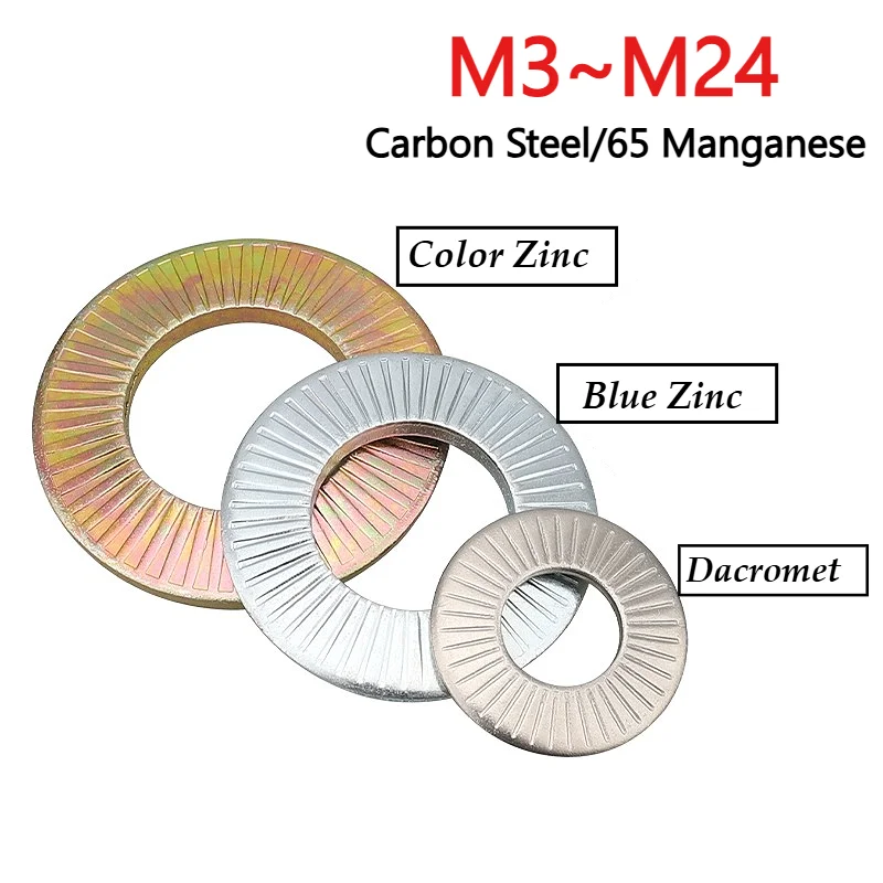 Carbon Steel/65 Mn Disc Spring Serrated Lock Washer M3~M24 Anti-Loosing Tooth Washers for Bolts Screws Knurled Elastic Gasket