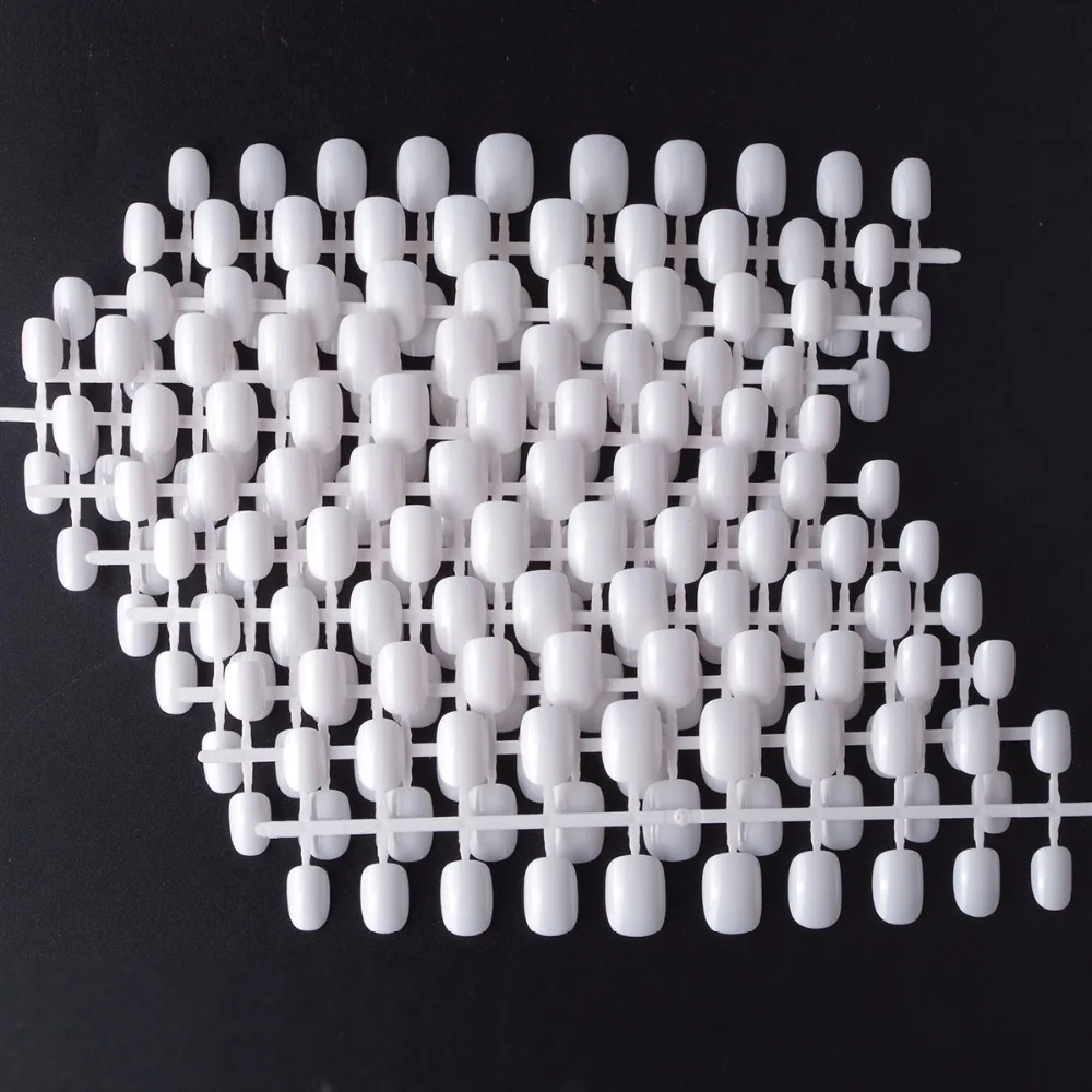 누드 순수 패션 어린이 가짜 손톱, 흰색 짧은 전체 커버 가짜 손톱, 어린이 네일 아트 장식, 손톱, 400 개, 200 개