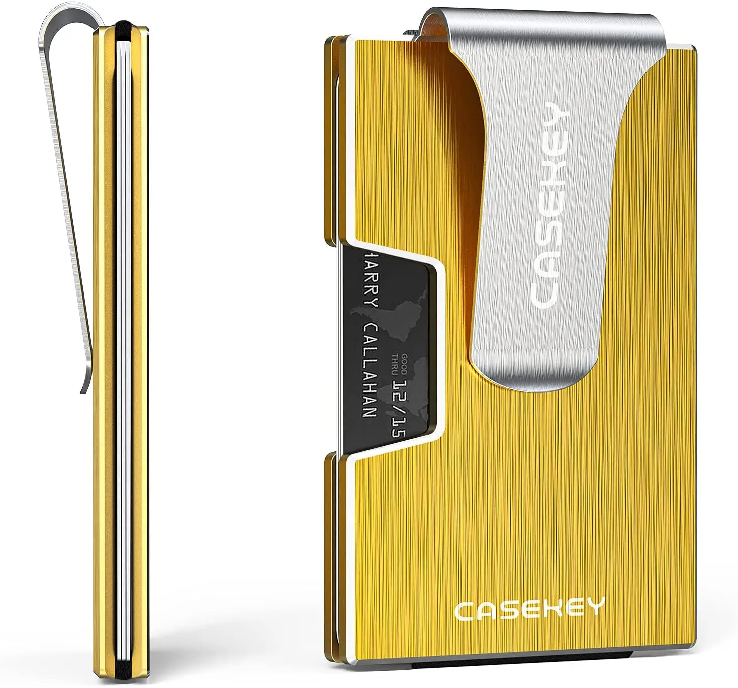 

Casekey Luxury Gold Wallet for Men Mini Money Clip Wallet with Credit Card Slots