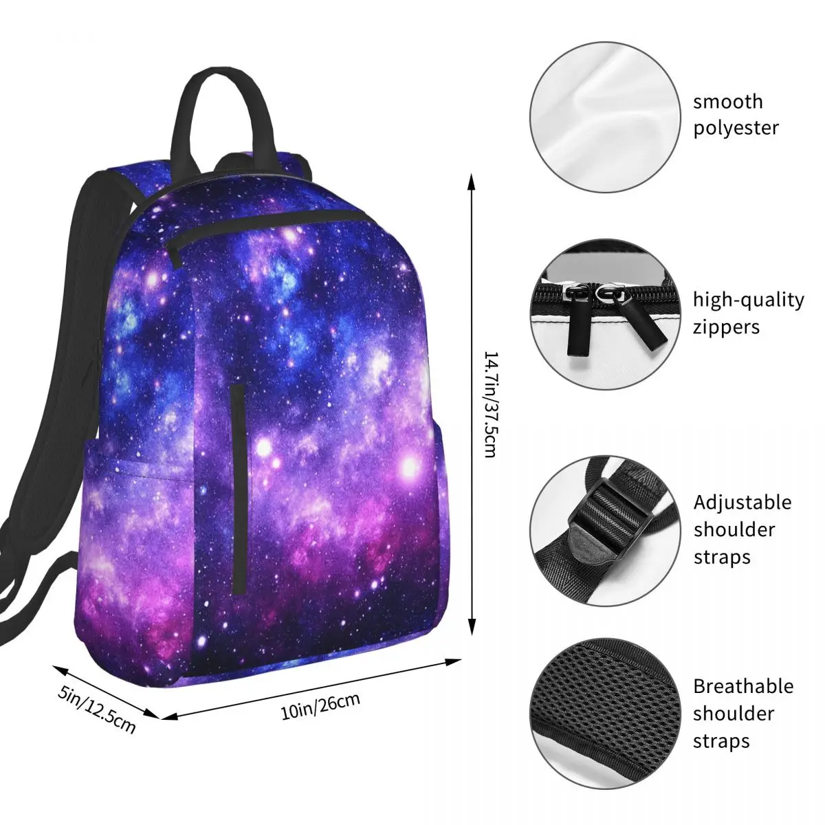 Purple Blue Galaxy Nebula Backpack Student BookBag Boys Girls School Bag Computer Shoulder Bags Men Women