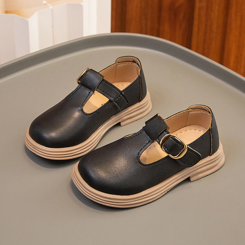 Chaussures en cuir solides pour enfants, style britannique, semelle souple, décontracté, simple, école, princesse, filles, automne, nouveau