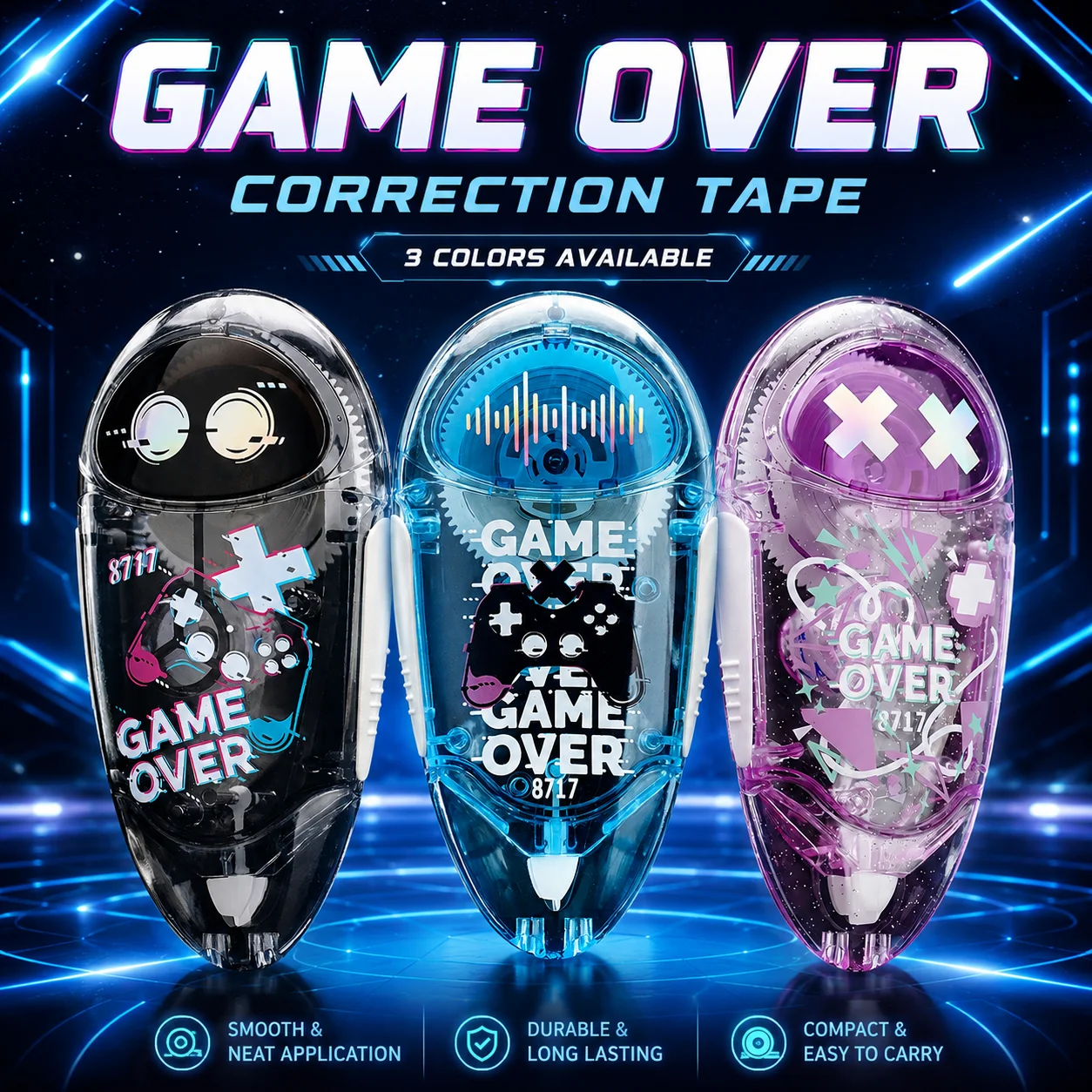 Fun Correction Tape With Transparent Robot Casing, Alien-style Stationery, Portable For Correcting Writing Mistakes
