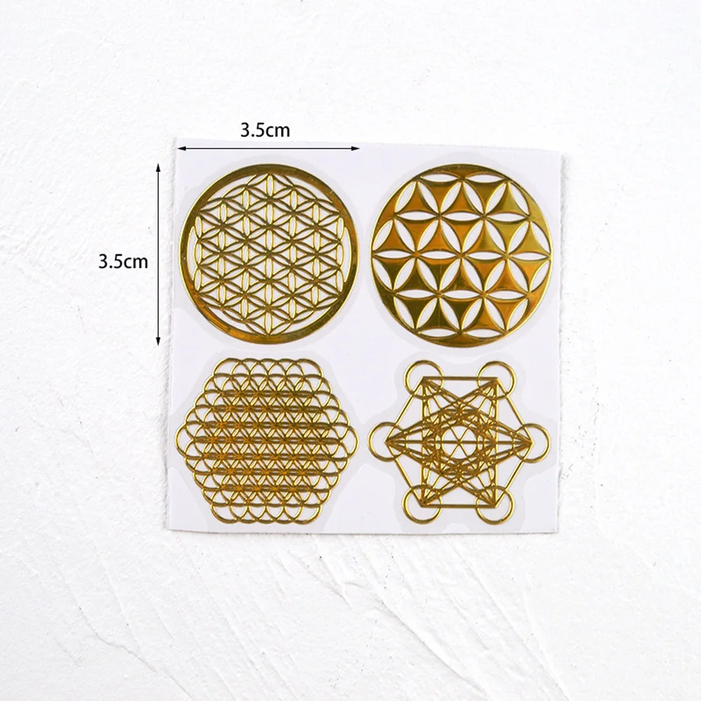 16Pcs/Set Metal Energy Decor Sticker Flower of Life Children\'s Day Gifts 7 Chakra Copper Energy Tower Orgonite Stickers