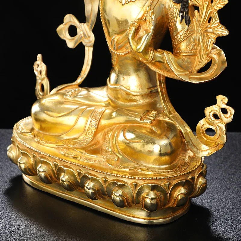 Manjushri Bodhisattva ornament Manjushri Buddha statue pure bronze Tibetan full gilt Buddha statue 10 inches