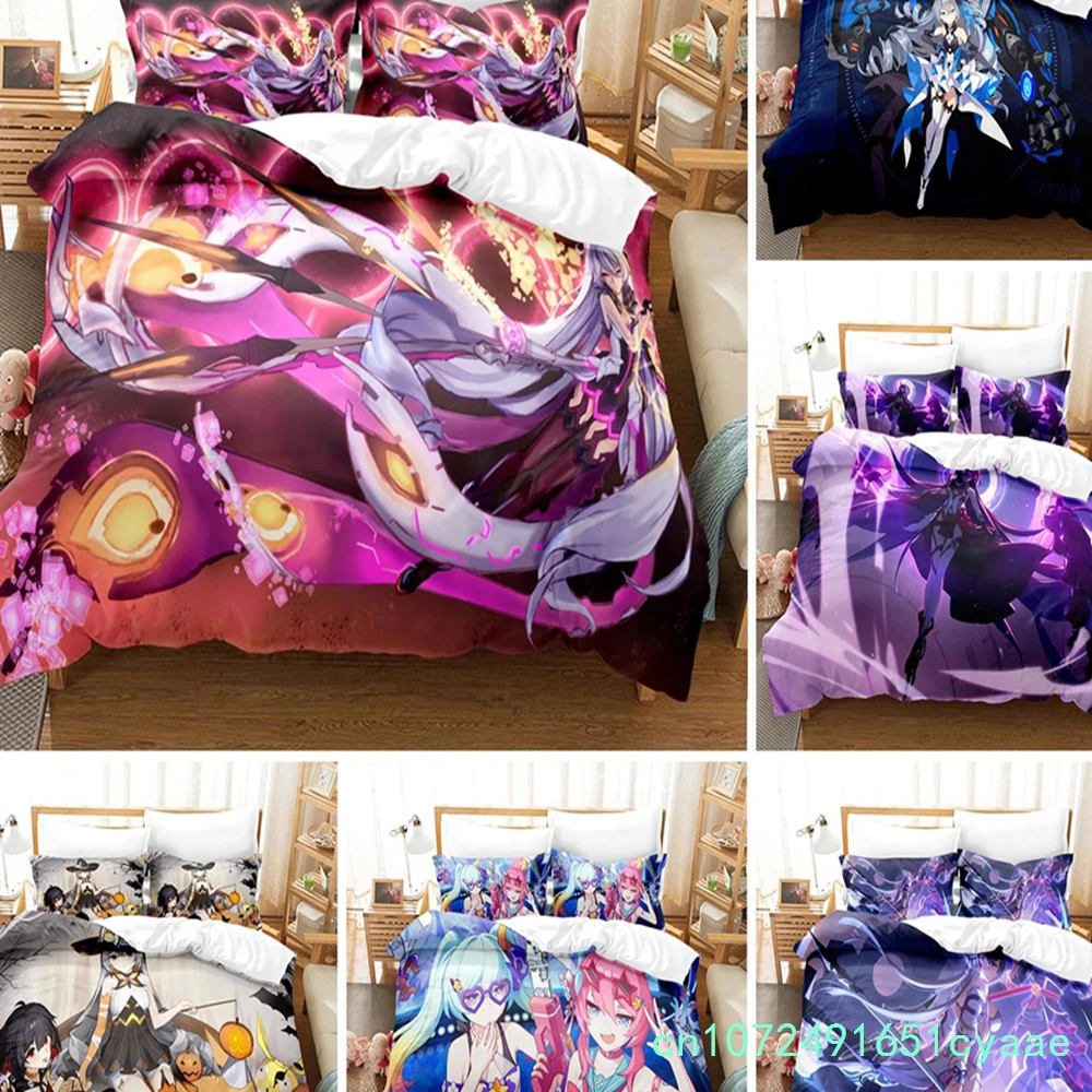 3D Anime Honkai Impact 3rd Bedding Set Printed Decorative 2/3pcs Duvet Cover Set Bedclothes Quilt Cover Home For Aldult Kid Teen