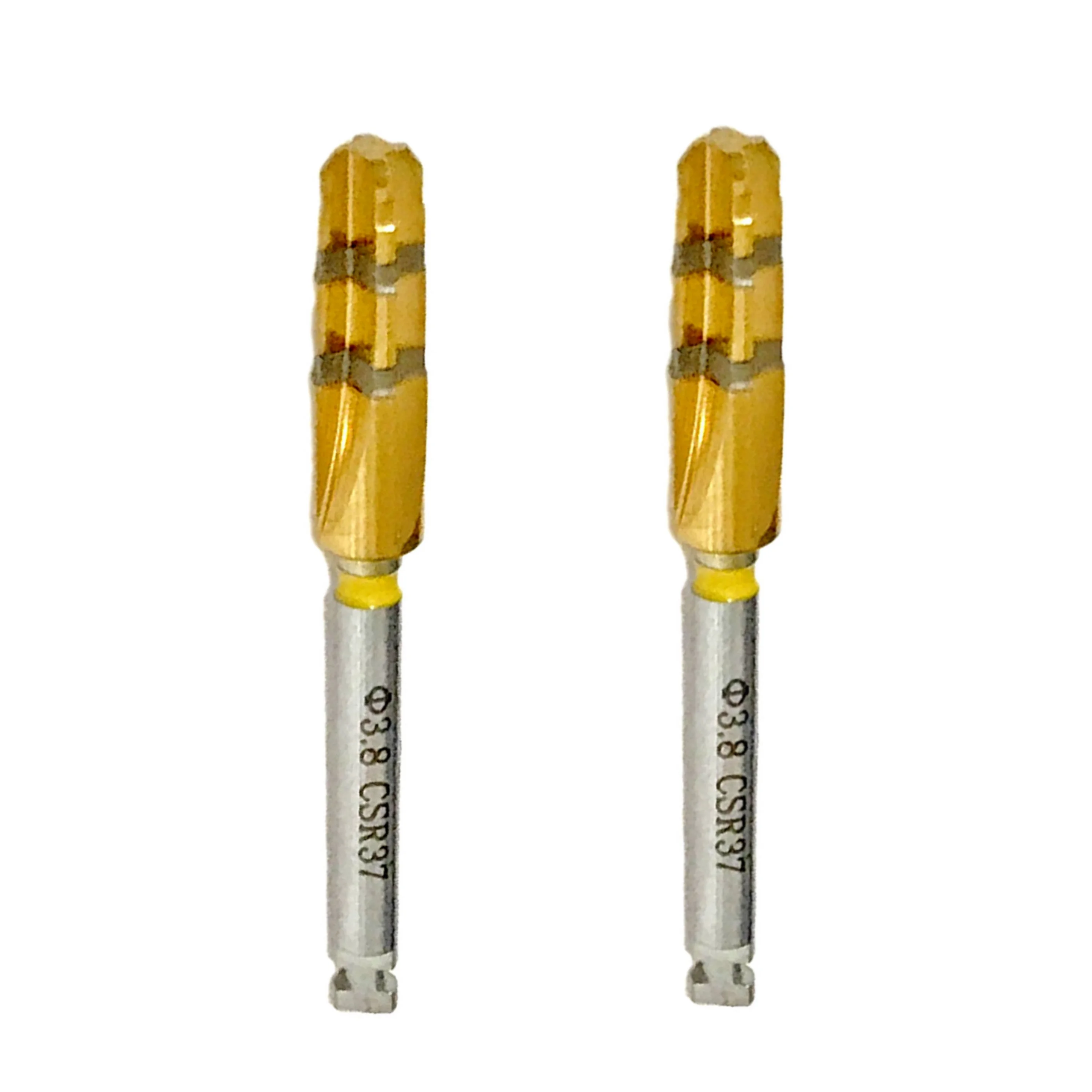 2Pieces Dental Drill Bone Trimmer Flatted Burr Golden Depth Guide High-quality Drills Implant Materials