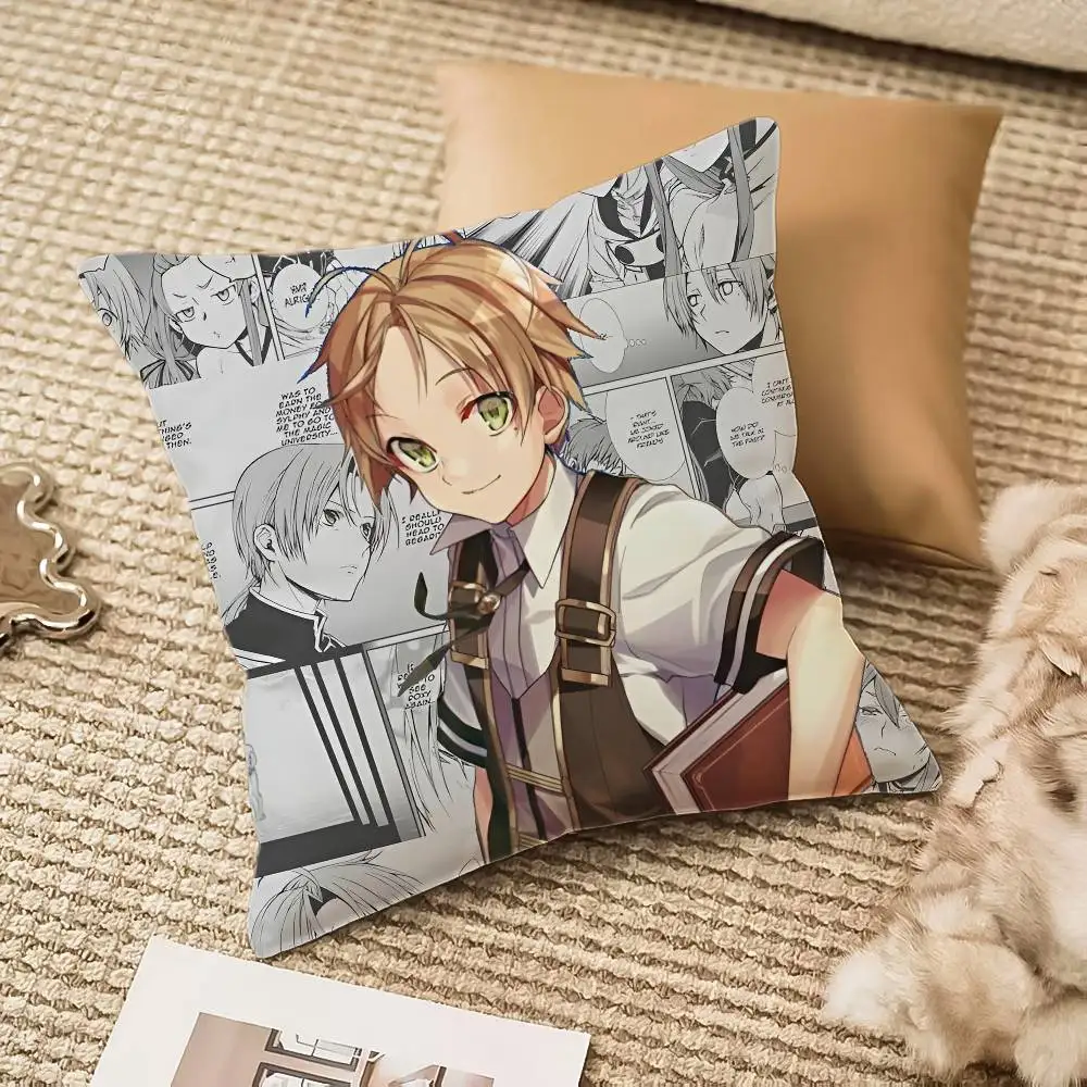 Funda de almohada Anime M-Mushoku Tensei, sofá cama con cremallera Invisible antipolvo