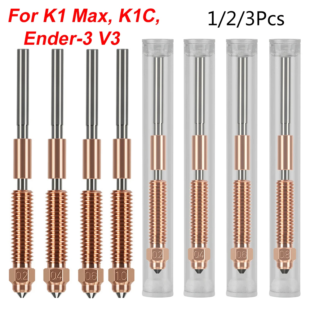 

For Creality K1-Max, K1C, Ender-3 V3 High Flow Upgrade Quick-Swap Nozzle 0.2/0.4/0.6/0.8/1.0mm All-in-one Copper Titanium Nozzle